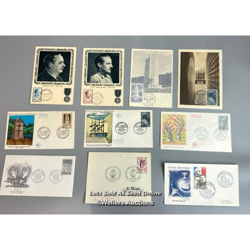 37 - Ten mixed unsigned commemorative first day covers, lettersheets and postcards relating to WW2. This ... 