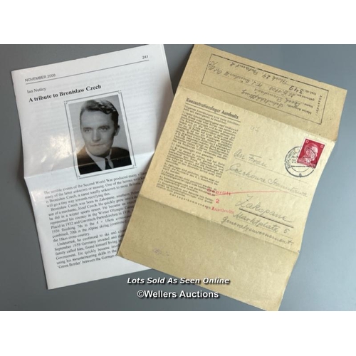 43 - A prison letter written from Auschwitz Concentration Camp by Bronisław Czech (prisoner number 349 (b... 