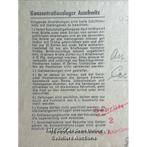 43 - A prison letter written from Auschwitz Concentration Camp by Bronisław Czech (prisoner number 349 (b... 