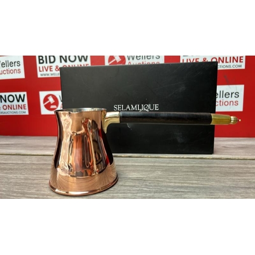 349 - SELAMLIQUE COPPER COFFEE POT / APPEARS BRAND NEW, WITH MINOR BOX IMPERFECTION / G28