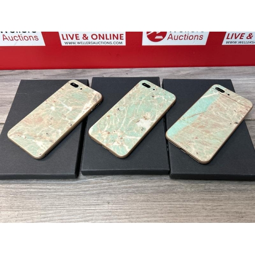 368 - 3X ROXXLYN MARBLE EFFECT ROSE GOLD COLOUR CASES FOR IPHONE 7 +  / G29