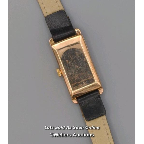 314 - Antique wristwatch, the unsigned rectangular dial with Arabic numerals and subsidiary dial, the hing... 