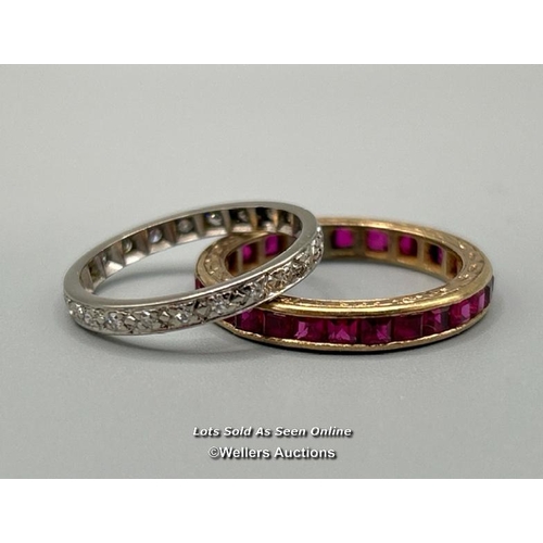 317 - Diamond set full eternity ring in white metal testing as 18ct gold, estimated diamond weight 0.20ct.... 