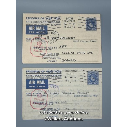 55 - An original air letter addressed to Mr Sidney MacDonald Proudley (Prisoner No. 468) received whilst ... 