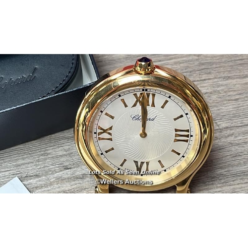 109 - CHOPARD HAPPY SPORT TABLE CLOCK ROSE GOLD / APPEARS TO BE NEW WITH OPEN BOX / APPEARS NOT TO BE TICK... 