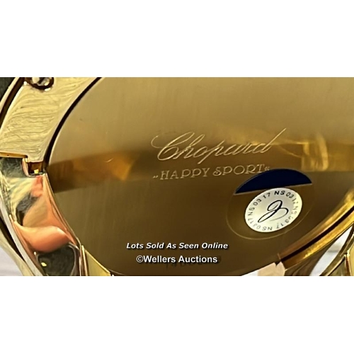 109 - CHOPARD HAPPY SPORT TABLE CLOCK ROSE GOLD / APPEARS TO BE NEW WITH OPEN BOX / APPEARS NOT TO BE TICK... 