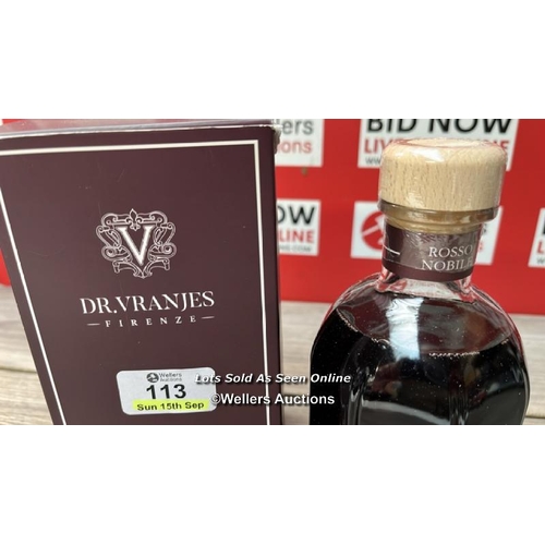 113 - DR. VRANJES FIRENZE ROSSO NOBILE 500ML DIFFUSER / APPEARS TO BEW NEW / RRP: �104 / G11