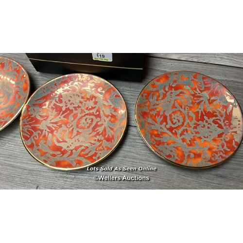 119 - L'OBJET FORTUNY PERGOLESI SET4 DESSERT PLATES (SET OF THREE) / ORIGINL RRP AS SET OF FOUR: �315 / NE... 