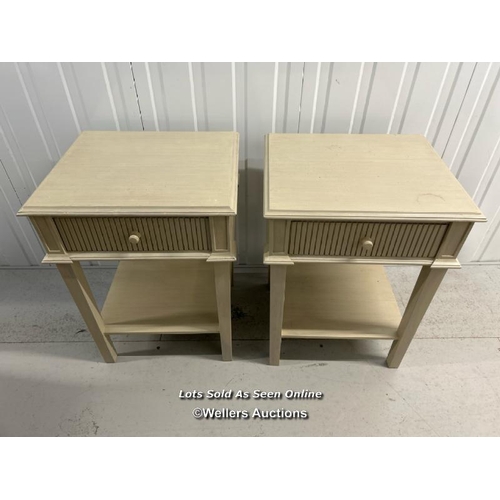 13 - Pair of bedside tables, each with single shelf and drawer, 64cm h x 50cm w x 44cm d / titan storage ... 