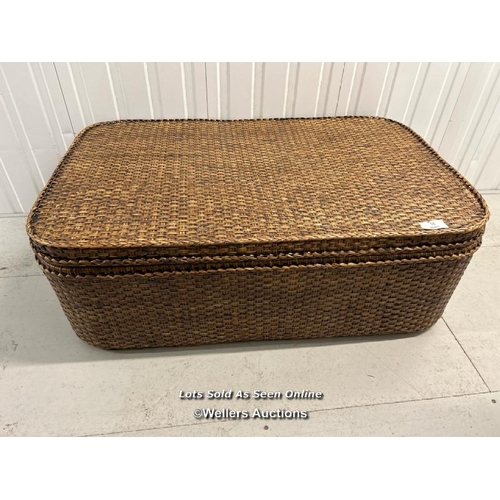 16 - Large wicker effect blanket box with inner basket, 42cm h x 120cm w x 75cm d / titan storage solutio... 