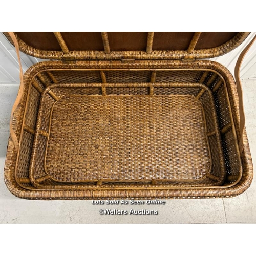 16 - Large wicker effect blanket box with inner basket, 42cm h x 120cm w x 75cm d / titan storage solutio... 