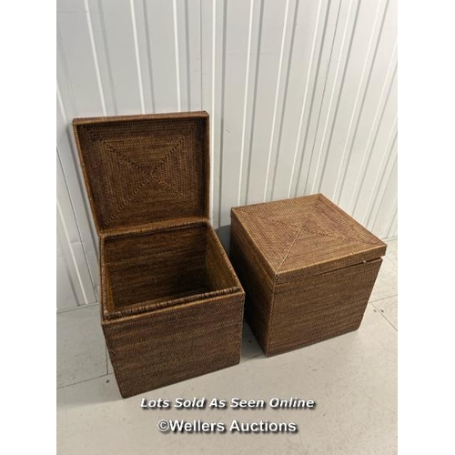 17 - Pair of wicker storage boxes, 47cm h x 45cm w x 45cm d / titan storage solutions, orchard business p... 