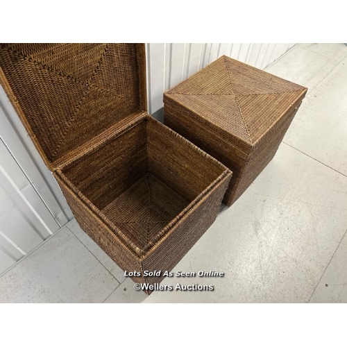 17 - Pair of wicker storage boxes, 47cm h x 45cm w x 45cm d / titan storage solutions, orchard business p... 