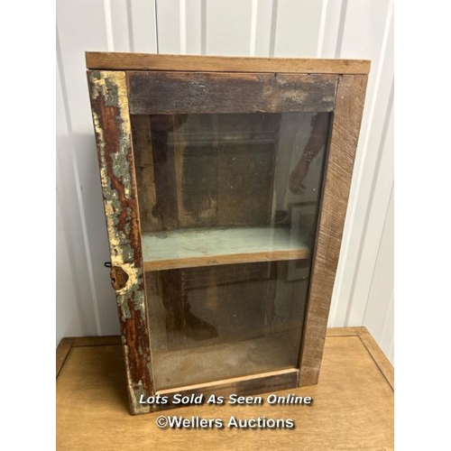 21 - Rustic glazed display cabinet with internal shelf, 61cm h x 38cm w x 15cm d / titan storage solution... 