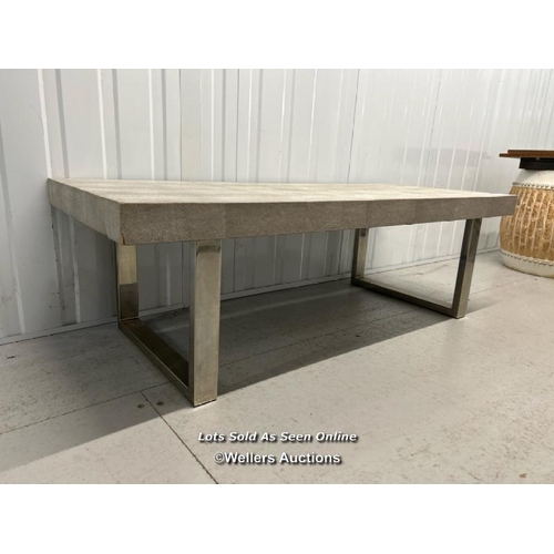 3 - Faux skin coffee table on metal legs, 39cm h x 120cm w x 51cm d / titan storage solutions, orchard b... 