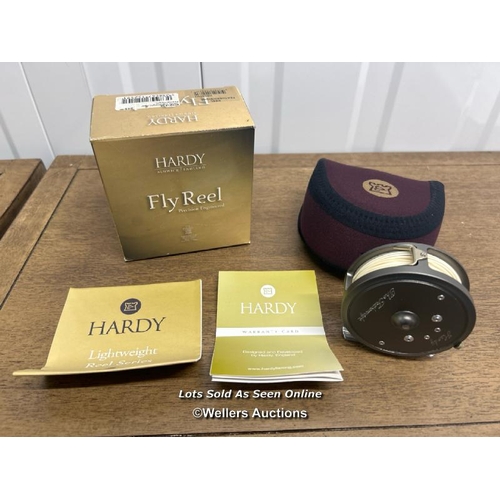 33 - Hardy ‘the featherweight’ fly reel, appears unused / container no: s207 / titan storage solutions, o... 