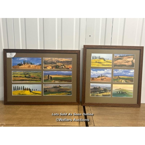 43 - Two framed collages of the tuscan countryside, 40 x 54 / container no: s207 / titan storage solution... 