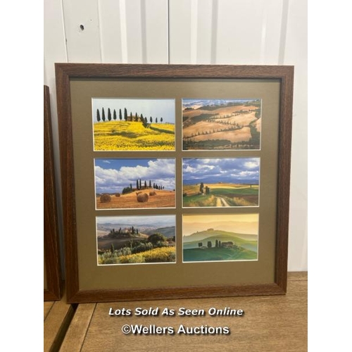 43 - Two framed collages of the tuscan countryside, 40 x 54 / container no: s207 / titan storage solution... 