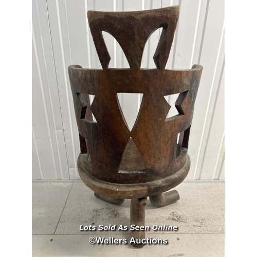 70 - Carved wooden african chair, 89cm h / container no: s207 / titan storage solutions, orchard business... 