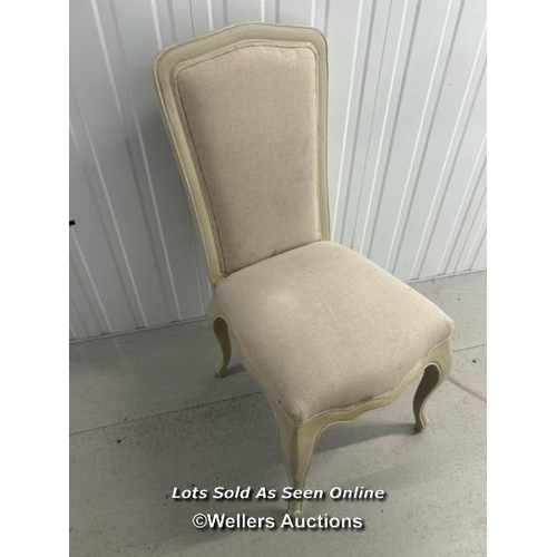 78 - French style whitewashed upholstered chair, 102cm h x 46cm w x 46cm d / container no: s210 / titan s... 