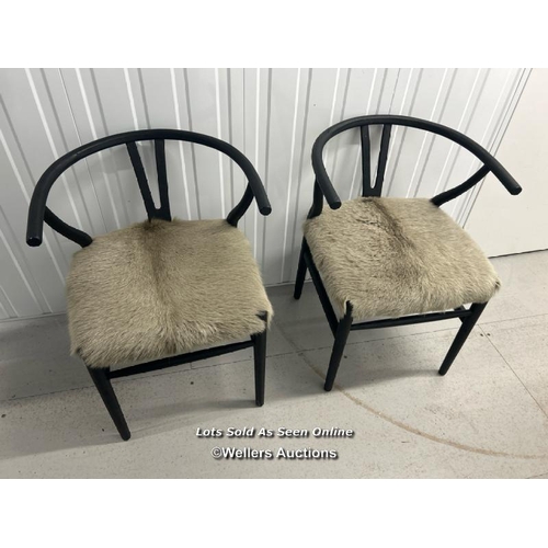 80 - Pair of 100% goat skin occasional chairs, 76cm h x 57cm w x 50cm d / container no: s210 / titan stor... 