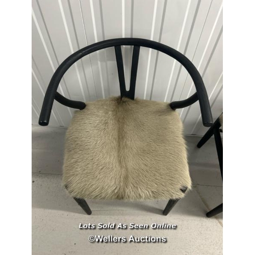 80 - Pair of 100% goat skin occasional chairs, 76cm h x 57cm w x 50cm d / container no: s210 / titan stor... 