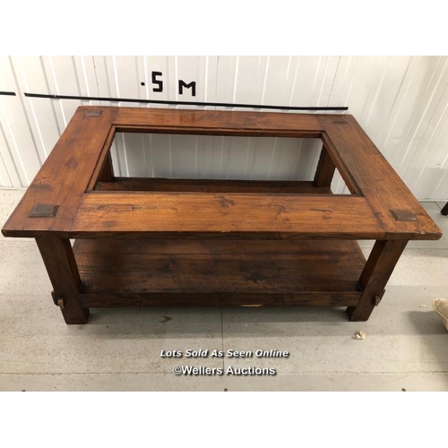 95 - Rustic coffee table, central glass insert is included - just not in the photo, 50cm h x 120cm w x 80... 