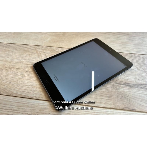 203 - APPLE IPAD MINI 2 / A1489 / SPACE GREY / 32GB / SERIAL NO. F9FS4204FCM6 / I-CLOUD LOCKED / H66