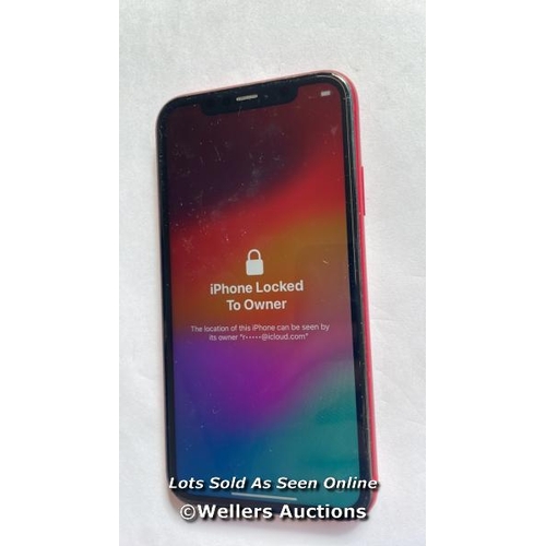 9013 - APPLE IPHONE 11 / A2221 / (PRODUCT) RED / 64GB / SERIAL. NO. C6KZ97N7N73G / I-CLOUD LOCKED