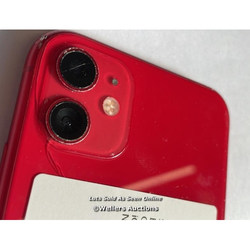 9014 - APPLE IPHONE 11 / A2221 / (PRODUCT) RED / 64GB / SERIAL. NO. FK1ZD2NXN735 / I-CLOUD LOCKED / MINOR D... 