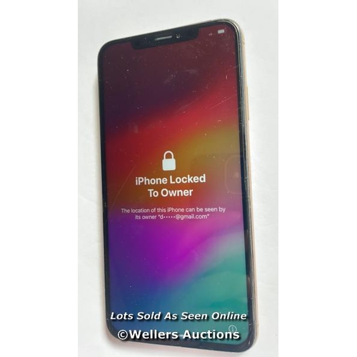 9043 - APPLE IPHONE XS MAX / A2101 / GOLD / 64GB / SERIAL. NO. FFMXW152KPH3 / I-CLOUD LOCKED / SMASHED REAR