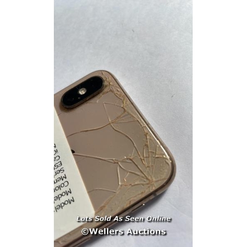 9058 - APPLE IPHONE XS / A2097 / GOLD / 64GB / SERIAL. NO. G0NXF617KPG3 / I-CLOUD LOCKED / DAMAGED SCREEN &... 