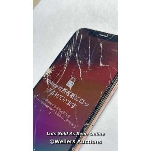 9058 - APPLE IPHONE XS / A2097 / GOLD / 64GB / SERIAL. NO. G0NXF617KPG3 / I-CLOUD LOCKED / DAMAGED SCREEN &... 