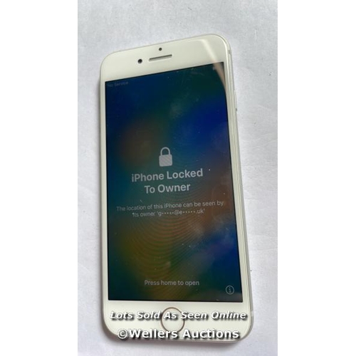 9085 - APPLE IPHONE 8 / A1905 / SILVER / 64GB / SERIAL. NO. FFMZX7B8JC68 / I-CLOUD LOCKED / FRONT AND REAR ... 