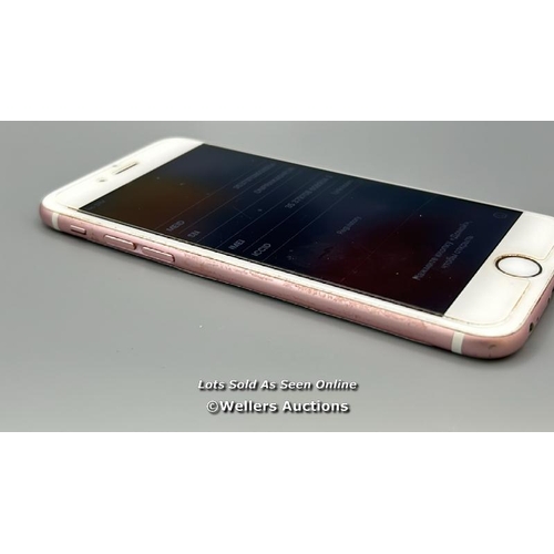 9137 - APPLE IPHONE 6S / A1688  / ROSE GOLD  / 32GB  / SERIAL. NO.DNPRWK45HFLW  / I-CLOUD LOCKED