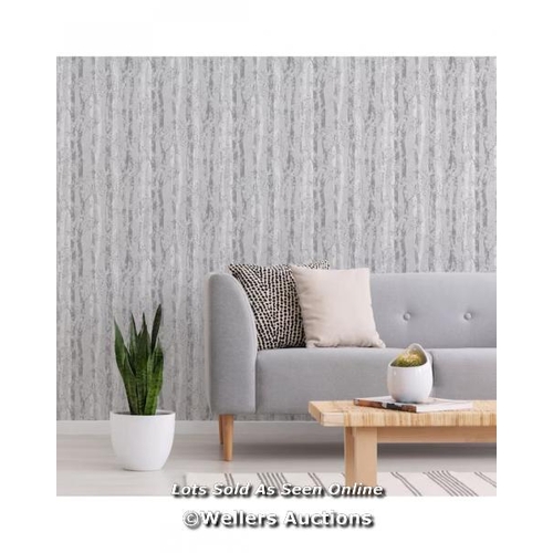 SUBLIME GREY/SILVER DAPPLED TREE FOREST WALLPAPER / APPEARS NEW / C38