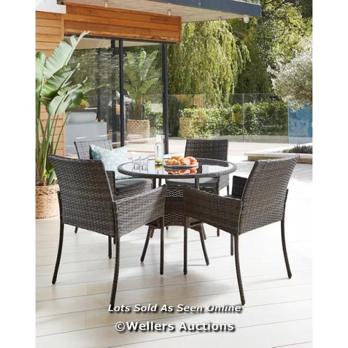 4 - CADIZ RATTAN 4 SEATER CIRCULAR DINING SET / 3X BOXES / APPEARS NEW OPEN BOX