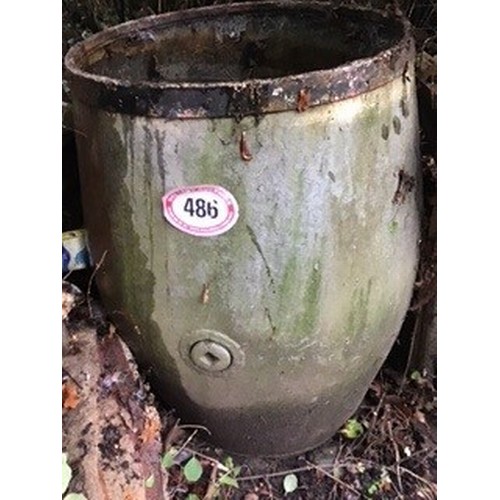 486 - A large galvanised barrel/planter, 88cm (h) / Please bring equipment and labour to assist with remov... 