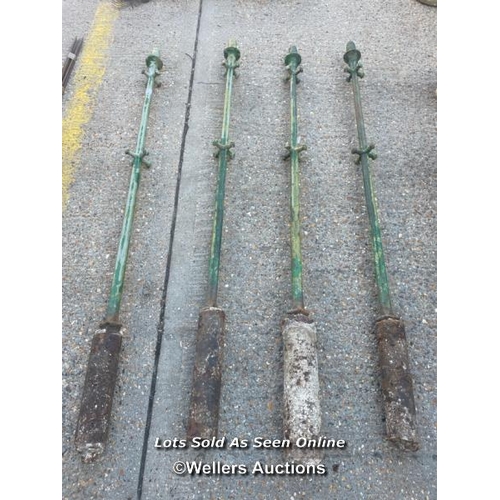 2 - Four Victorian cast iron pillars with pine cone finials, each approx 2134cm h / Container no: BM0005... 