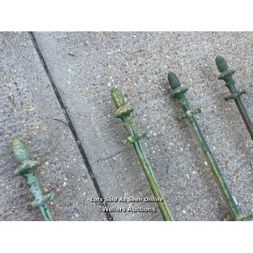 2 - Four Victorian cast iron pillars with pine cone finials, each approx 2134cm h / Container no: BM0005... 