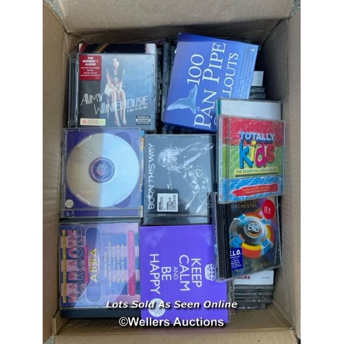 42 - Box full of CD's, Amy Winehouse, Lady Gaga, Queen, Totally Kids, Mozart (over 100 CD's) / Container ... 