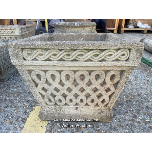 5 - Cotsworld studios reconstituted stone square planter, 36cm h x 40 square / Container no: BM000524