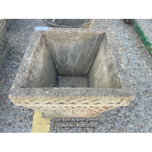 5 - Cotsworld studios reconstituted stone square planter, 36cm h x 40 square / Container no: BM000524