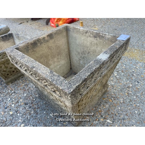 7 - Cotsworld studios reconstituted stone square planter, 35cm h x 40 square / Container no: BM000524