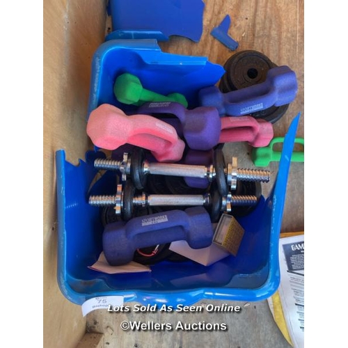 75 - Assorted weights including sportworks / Container no: BM000845