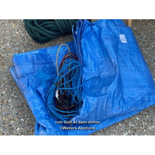 78 - Tarpaulin, bungee chords, and rope / Container no: BM000845