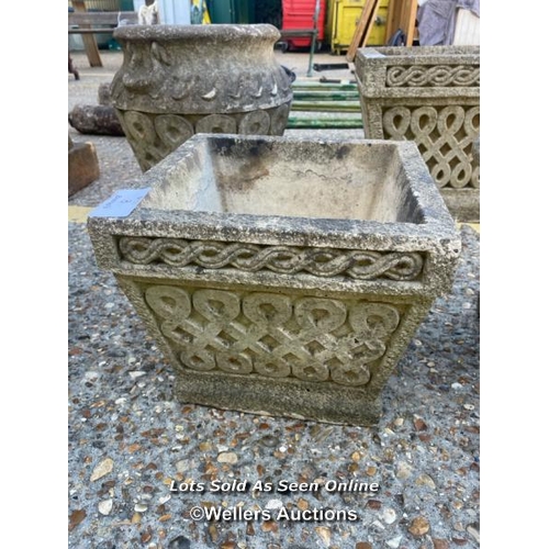 8 - Cotsworld studios reconstituted stone square planter, 26cm h x 30 square / Container no: BM000524