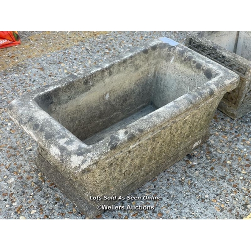 9 - Cotsworld studios reconstituted trough planter, 27cm h x 63cm l x 33 d / Container no: BM000524