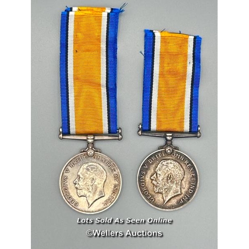 43 - Two 1914 - 1918 WWI British War medals awarded to William Perrott GNR,RGA no. 5279/295126 and Anders... 