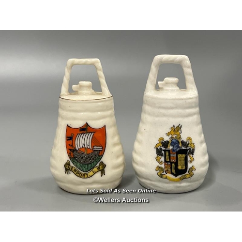 46 - Military crested china including two Zeppelin fire bombs, gredates, artillery shell and canister bom... 